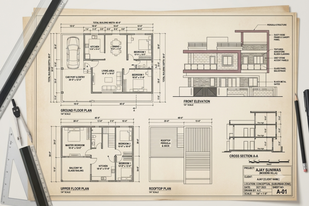 a blueprint displaying the mapping of ajay suniwas